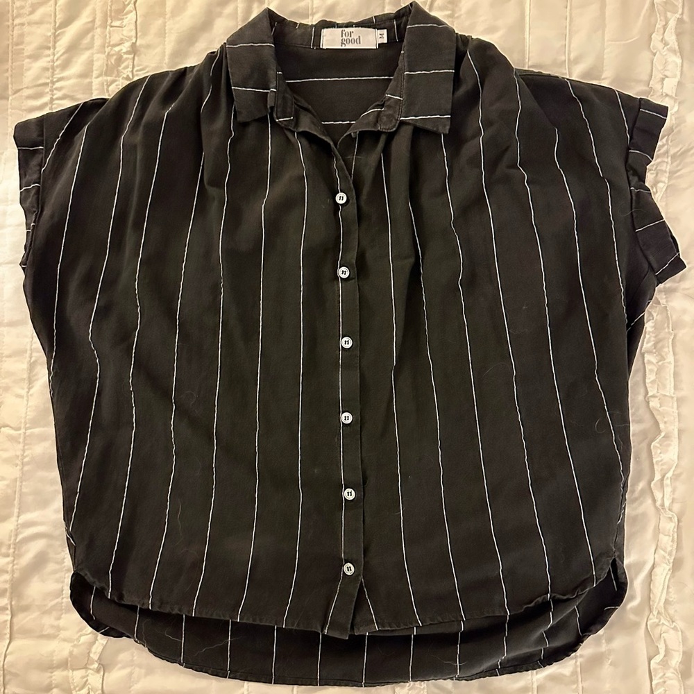 For Good black pinstriped button up size M